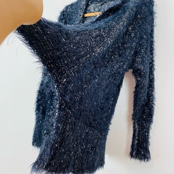 EXPRESS Black White Eyelash Open Front Cardigan XS - Picture 3 of 9